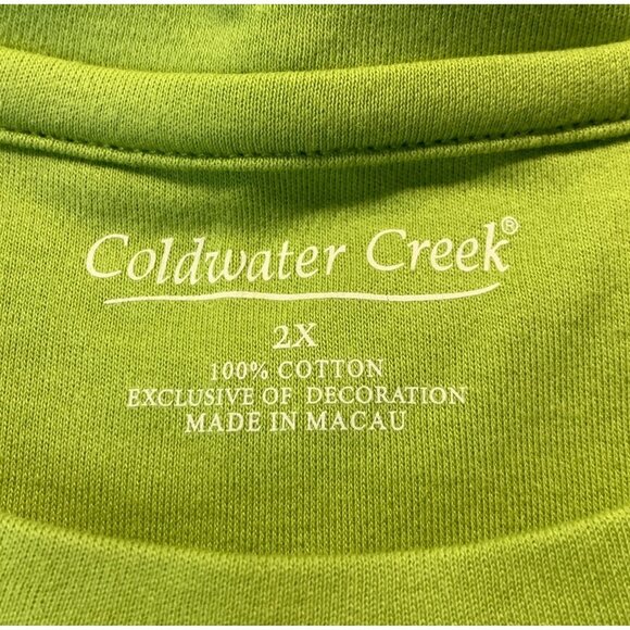 Coldwater Creek Green Women Plus 2X Top Tee Shirt Short Sleeve Embroidery New - Picture 7 of 9